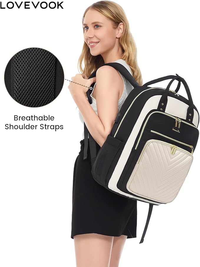 LOVEVOOK 15.6 Inch Laptop Backpack for Women,Fashion Work Travel Backpack,Waterproof Day Pack Purse for Teacher Nurse
