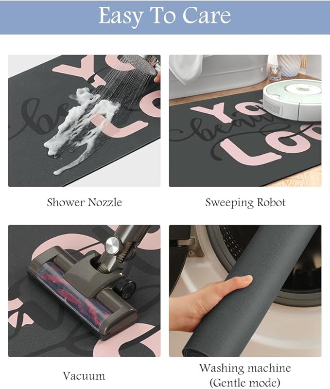 MontVoo-Bath Mat-Bathroom Mat Rug Non Slip Super Absorbent Stain Resistant Quick Dry Thin Bathroom Rug-Bath Mats for Bathroom Floor Bathtub Vanity-Bathmat Bath Rug Easy Care 17"x35" Pink