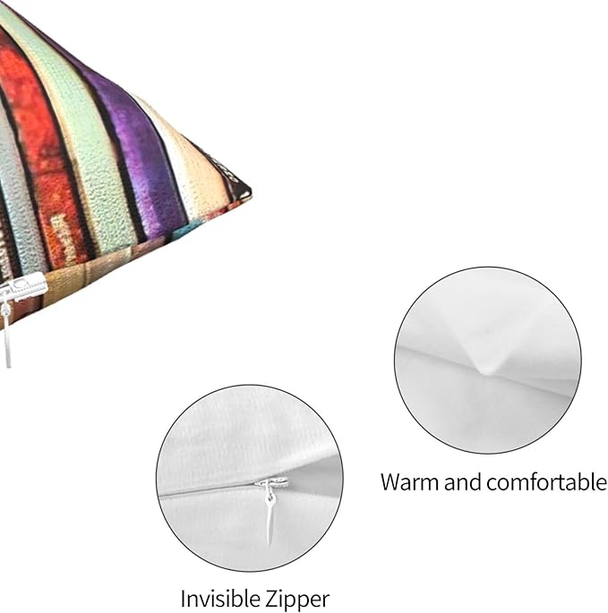 Indie Rock Vinyl Records Square Pillow Case Throw Pillow Covers Decorative Pillowcase Cushion Cover with Car Couch Sofa Chair Bed Living Room 18x18 Inch