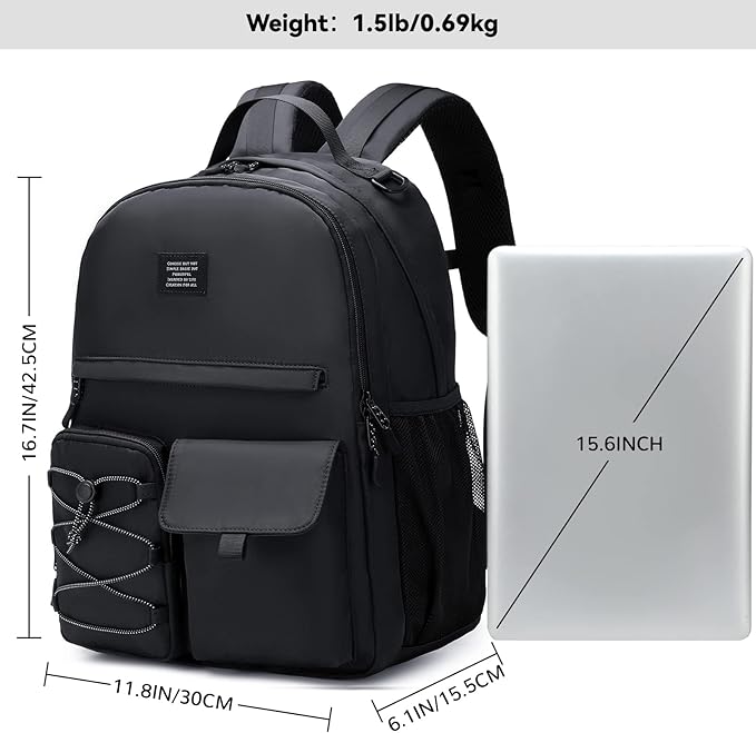 Lohol Fashion Backpack with Anti Theft Pocket, Water Resistant Travel Daypack for Teen Girls & Boys (Black)