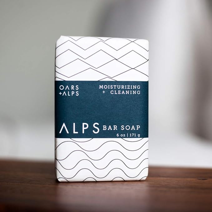 Oars + Alps Moisturizing Bar Soap for Men, Men's Bar Soap with Shea Butter & Jojoba Oil, Hydrating Dermatologist Tested & Made with Natural Clean Ingredients, Travel Size, 1pk, 6oz