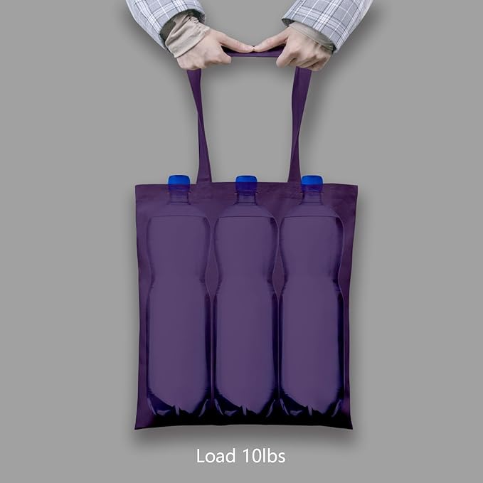 TOPDesign 12-Pack Economical 16"x15" Deep Purple Cotton Tote Bags, Lightweight Medium Reusable Grocery Shopping Cloth Bags, Suitable for DIY, Advertising, Promotion, Gift, Activity