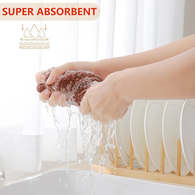 Homaxy 100% Cotton Waffle Weave Kitchen Dish Cloths, Ultra Soft Absorbent Quick Drying Dish Towels, 12 x 12 Inches, 6-Pack, Rust