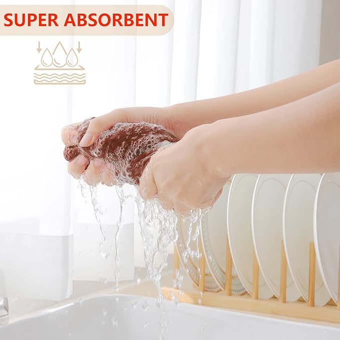 Homaxy 100% Cotton Waffle Weave Kitchen Dish Towels, Ultra Soft Absorbent Quick Drying Cleaning Towel, 13 x 28 Inches, 12-Pack, Rust