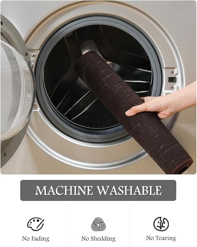 AMOAMI-Bath Mat-Absorbent Quick Dry Bathroom Floor Mats-Washable Rubber Backing Bath Mats for Bathroom Rugs Fit Under Door-Bath Rug for in Front of Sink Bathtub Shower Room, Brown 24''x70''