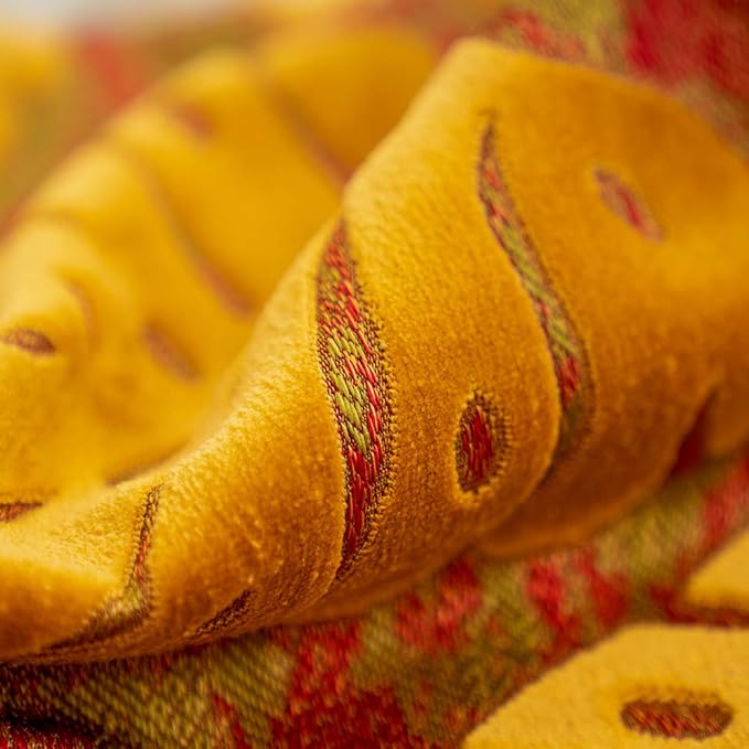 Alerfa 20 x 20 Inch Square Leaf Pillow Embroidery Cut Velvet Cushion Case Luxury Modern Lumbar Throw Pillow Cover Decorative Pillow for Couch Sofa Living Room Bedroom Car, Orange