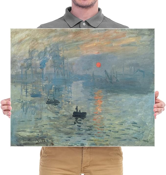 Wieco Art Impression Sunrise Canvas Prints Wall Art of Claude Monet Classic Oil Paintings Reproduction Seascape Ocean Sea Beach Picture for Living Room Home Decor Modern Gallery Wrapped Giclee