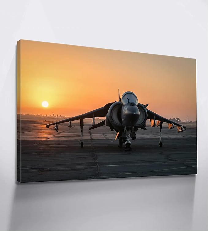 Airplane Decor AV-8B Harrier II Fighter Aviation Jets Poster Aviation Posters Airplane Pictures Wall Art Military Planes Poster for Boys Room Decor (12''Hx18''W)