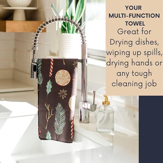 || 3 Pack|| Double Sided Dish Towels || Waffle Weave Microfiber|| Highly Absorbent || Hanging Loop || Dish Cloths || Modern || Designer Prints