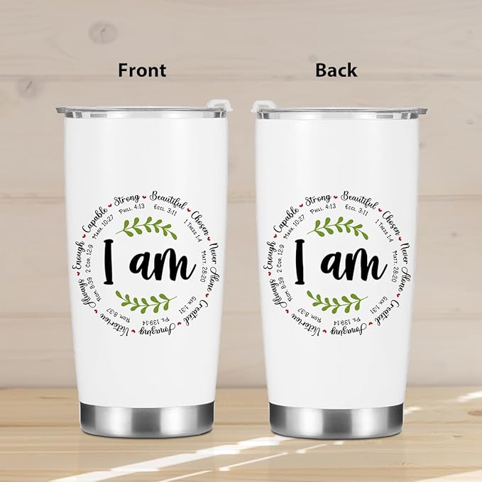 Christian Gifts for Women Girls Tumbler, Inspirational Bible Verse Scripture Gifts Birthday Christmas, Faith Religious Coffee Mug Stainless Steel Vacuum Insulated Double Wall Travel Cup with Lid，20oz
