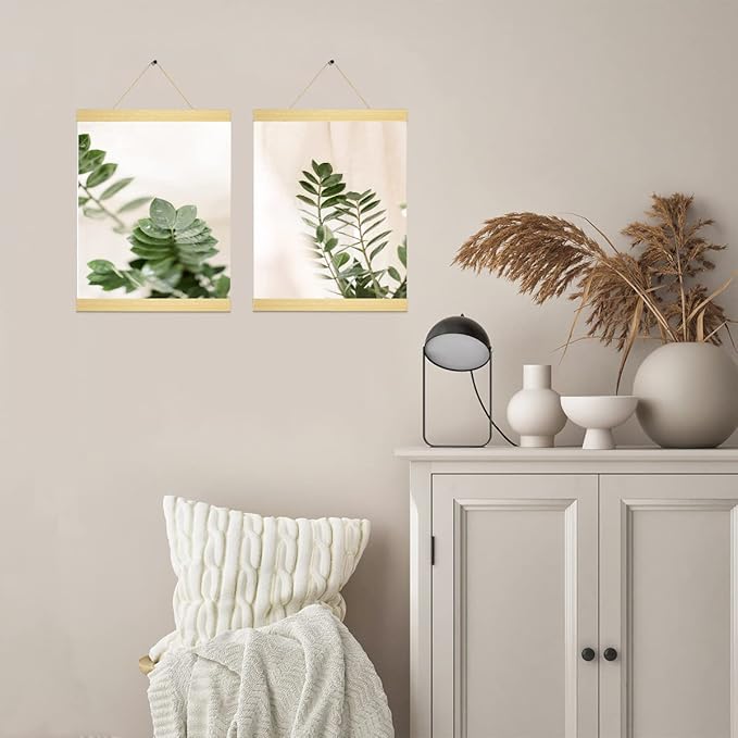 Magnetic Poster Hanger Frame,16x16 16x20 16x22 16x24 Magnet Frames Hangers for Photo Picture Maps Art Canvas Print Artwork Wall Hanging Teak Wood 16 Inch