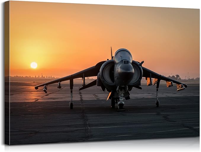 Airplane Decor AV-8B Harrier II Fighter Aviation Jets Poster Aviation Posters Airplane Pictures Wall Art Military Planes Poster for Boys Room Decor (12''Hx18''W)