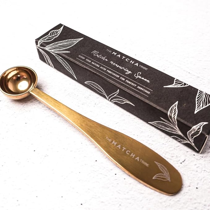 Golden Stainless Steel Matcha Measuring Spoon 1 Gram (1/2 Teaspoon) for Perfect Servings.
