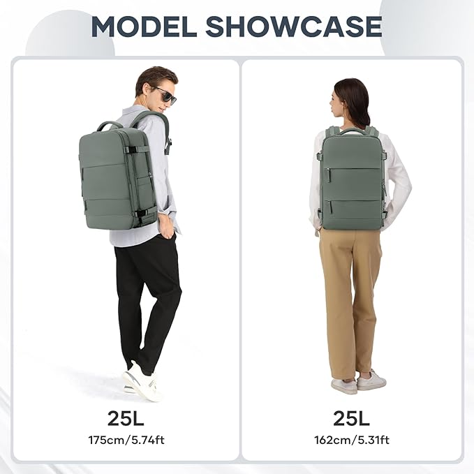 coowoz Travel Backpack For Women Men,Carry On Backpack,Hiking Backpack Waterproof Outdoor Sports Rucksack Casual Daypack Travel Essentials(Olive Green)