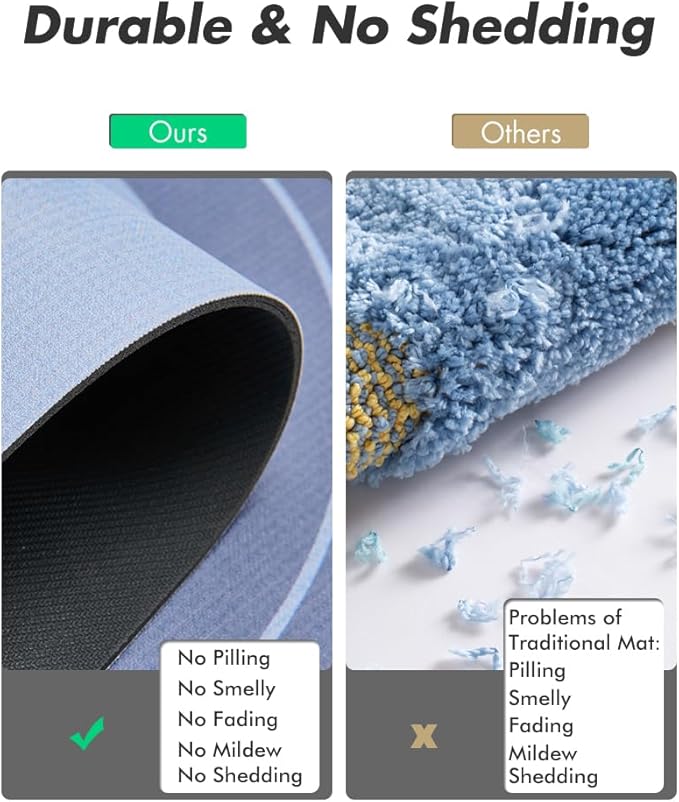 MontVoo Bath Mat - Non Slip, Quick Dry, Stain Resistant Bath Mat Rug for Bathroom Floor - Easy Care Shower Rug for Outside Bathtub - 20"x32" Navy