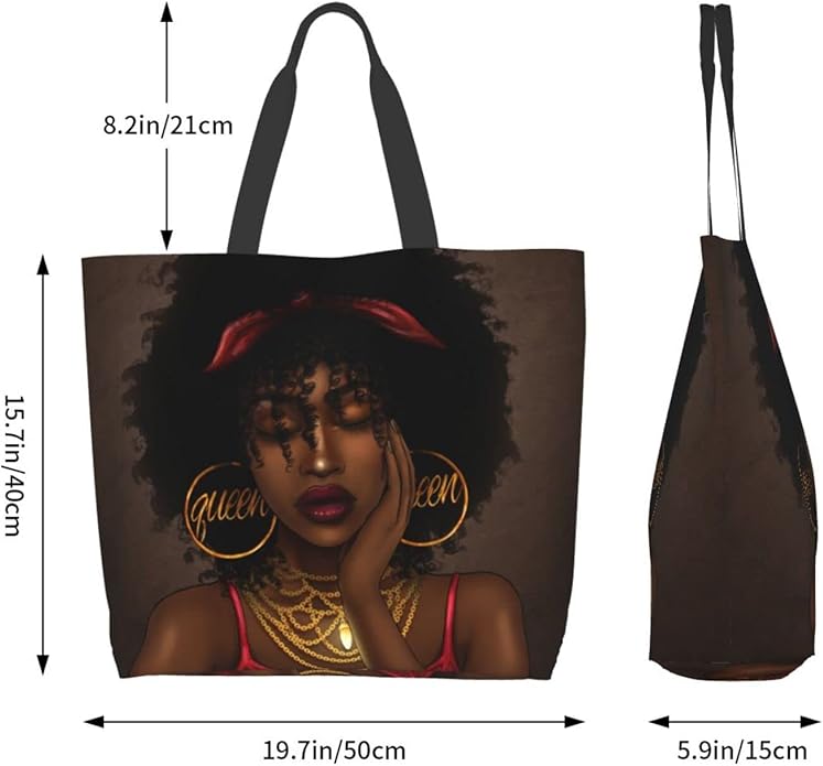 IAGM Women Tote Bags African American Woman Shoulder Bag Afro Black Girl Magic Satchel Handbags For Shopping,Work,Grocery,Gym