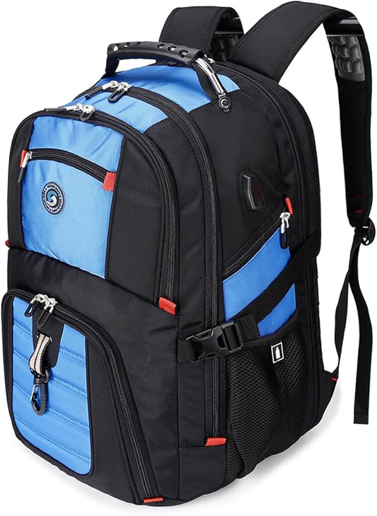 SHRRADOO Extra Large 50L Travel Laptop Backpack with USB Charging Port, College High School Backpack Airline Approved Business Work Bag Fits 17 Inch Computer for Men Women