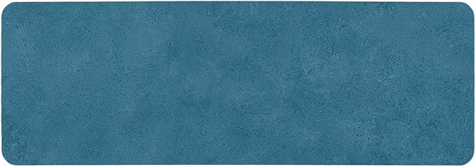 Bathroom Mat Quick Dry, Bathroom Rugs Non Slip Washable Thin Absorbent Bath Mat Fits Under Door Bathroom Floor Mat Perfect for Bath, Shower, or Sink 24"x70" Denim Blue