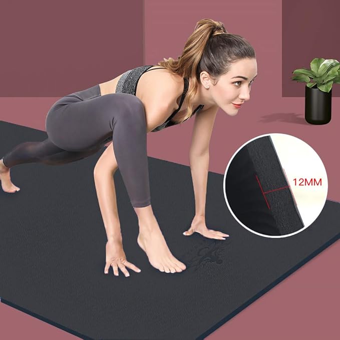 Hatha Yoga Extra Thick TPE Yoga Mat - 72"x 32" Thickness 1/2 Inch -Eco Friendly SGS Certified - With High Density Anti-Tear Exercise Bolster For Home Gym Travel & Floor Outside