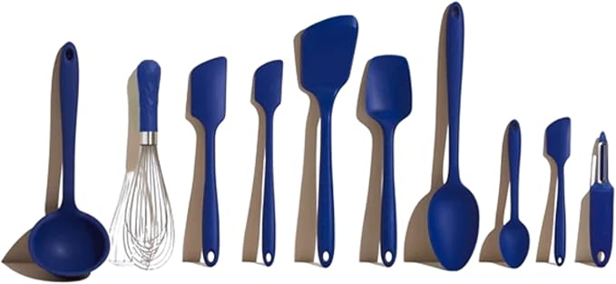 GIR: Get It Right 10-Piece Silicone Ultimate Kitchen Utensil Set – Spatulas, Ladle, Flip, Spoons, Whisk, Peeler & Spoonula – Nonstick, Non-Toxic, Heat-Resistant – Navy