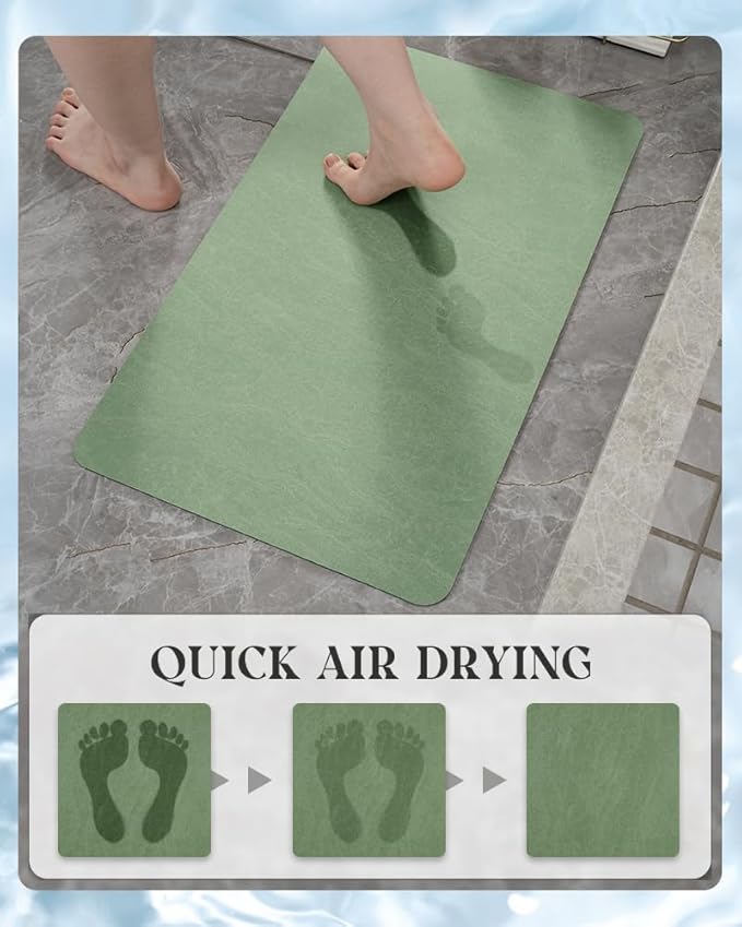 MontVoo -Bath Mat Rug-Rubber Backing Non Slip Quick Dry Absorbent Thin Bathroom Rugs Fit Under Door-Faux Suede Surface Bathroom Floor Mats-Shower Rug for in Front of Bathtub Shower Sage Green 16"x24"