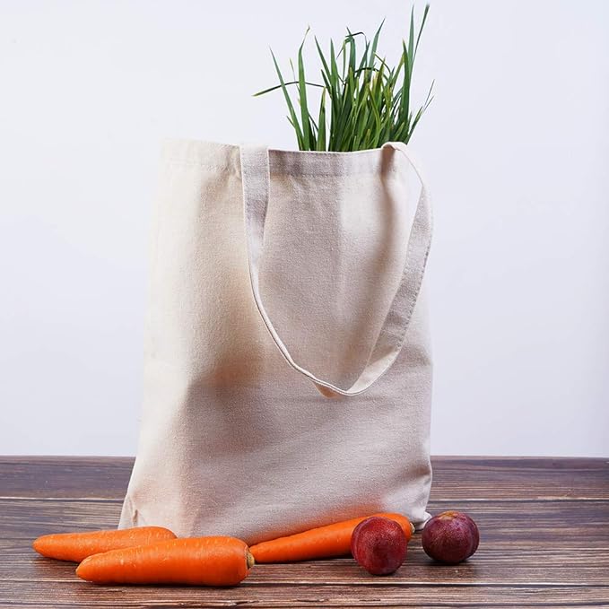 Canvas Tote Bags - 2 Pcs Multi-Purpose Reusable Bags - Perfect for Grocery, Shoppping & DIY Gifts