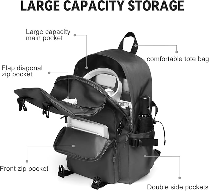 Casual Daypack Large upgraded version College Laptop Backpack for Men Women Water Resistant Lightweight School Bag Travel Rucksack for Sports High School Middle Bookbag for girls Size L(Dark grey)