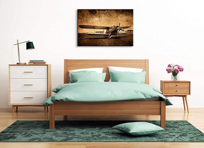 Airplane Decor Vintage Airplane Poster Aviation Art Military Wall Art Aviation Wall Painting Jet Poster Plane Decor for Boys Room (12''Hx18''W)
