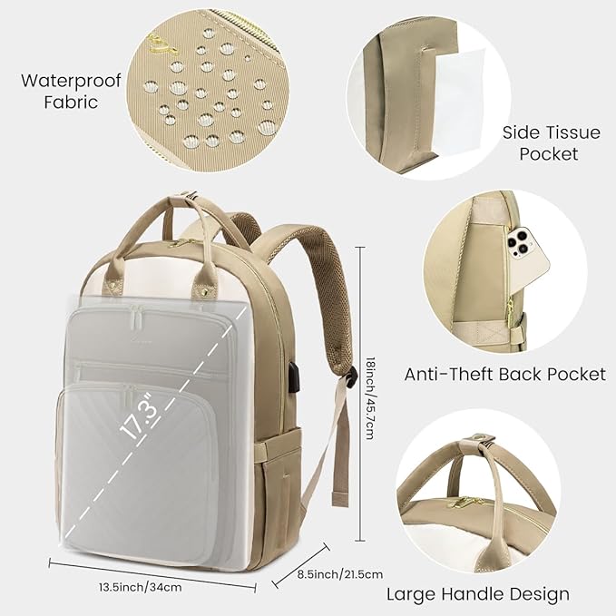 LOVEVOOK 17.3 Inch Laptop Backpack for Women,Fashion Work Travel Backpack,Waterproof Day Pack Purse for Teacher Nurse