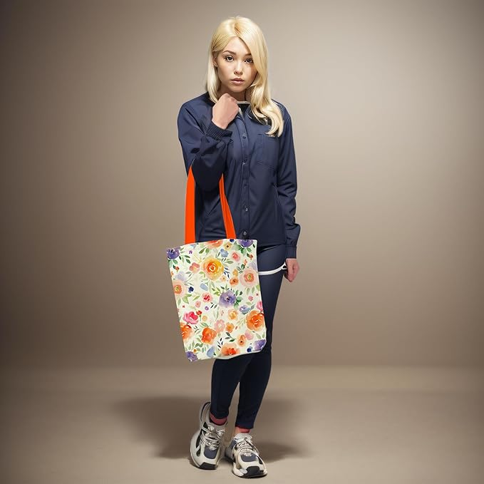 Canvas Tote Bag for Women, Aesthetic Tote Bag with Zipper Pocket for Grocery Travel Work Gift, Canvas Shopping Bag