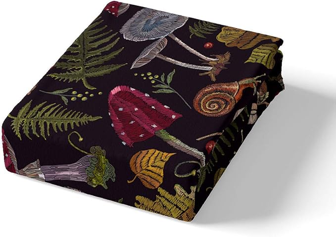 Wild Mushroom Duvet Cover Twin Size,Burgundy Plant Fall Leaves Bedding Set 2pcs for Kids Farmhouse Style Snail Print Comforter Cover Soft Quilt Cover,1 Pillow Case,No Comforter