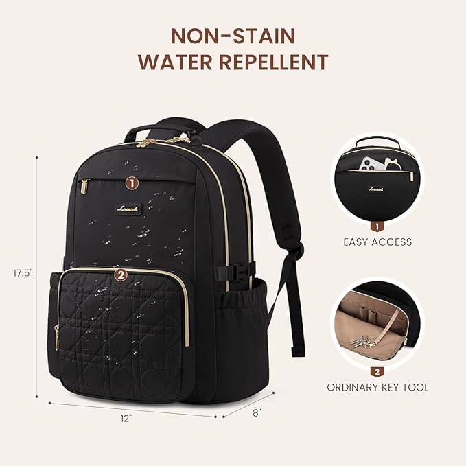 LOVEVOOK Laptop Backpack for Women with Pouch Pocket for Large Capacity Cup,15.6 Inch Teacher Nurse College Work Backpack Purse,Waterproof Laptop Bag Computer Back Pack for Travel, Nude+Wicker pattern