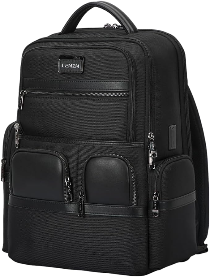 Laptop Business Backpack for Men & Women, Work Backpack Fits 15.6 Inch, Premium Quality Travel Bag with USB Charging Port, Water-Resistant, Durable Ballistic Nylon, Bookbag with Multiple Pockets