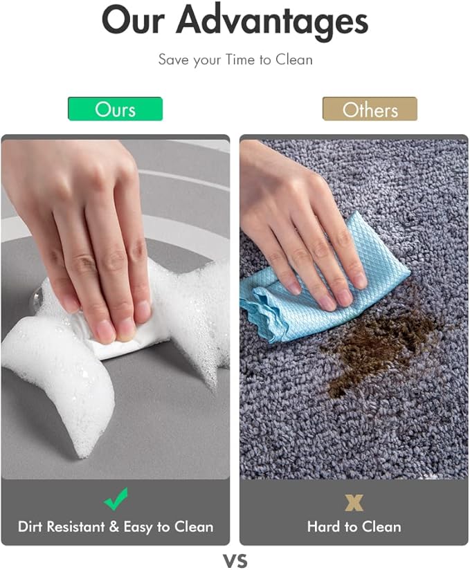 MontVoo Bath Mat - Non Slip, Quick Dry, Stain Resistant Bath Mat Rug for Bathroom Floor - Easy Care Shower Rug for Outside Bathtub - 20"x32" Grey