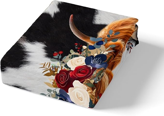 Highland Cow Duvet Cover Set, Rustic Black and White Milk Cow Fur and Chic Skin Print Comforter Cover Room Decor for Children, Farmhouse Animal Theme Bedding Sets with 2 Pillowcases, Queen Size