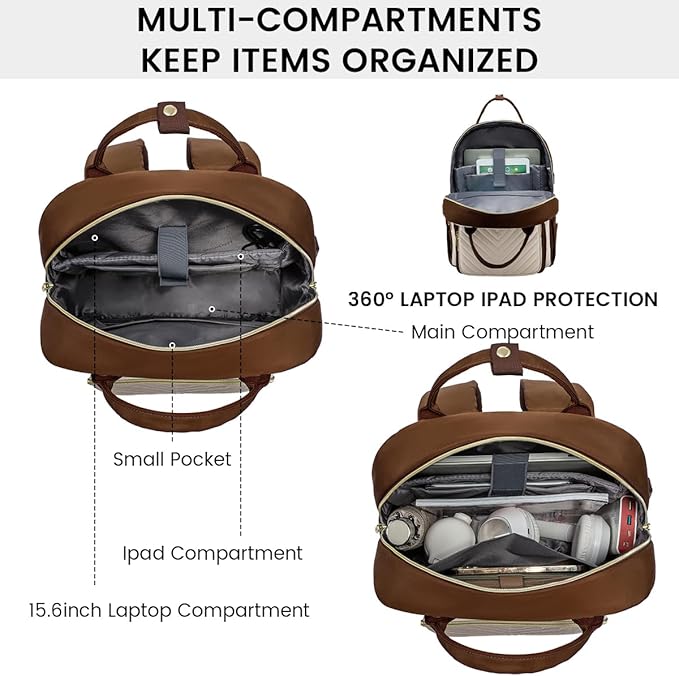 LOVEVOOK Laptop Backpack for Women, Water Resistant Travel Work Backpacks Purse Stylish Business Teacher Nurse Computer Bag with USB Charging Port, Fits 15.6" Laptop