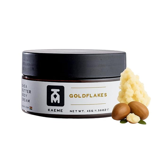 KAEME Goldflakes African Shea Butter For Women and Men Made from Raw Organic Pure Unrefined Moisturizer Cream with Natural Coconut Oil For Deep Hydration Skin Hair Scalp DIY Sheabutter(3.4oz/100g jar)