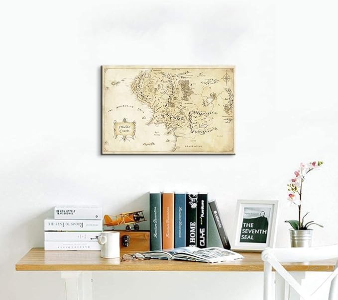 Middle Earth Map Wall Art Map of Middle Earth Wall Decor for Bedroom Decor (12''Wx18''H)