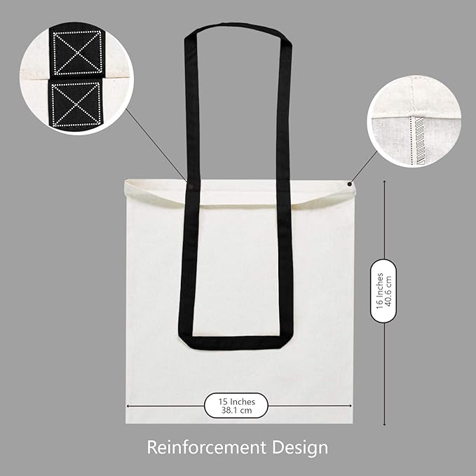 TOPDesign 24-Pack Economical Cotton Tote Bag, Lightweight Medium Reusable Grocery Shopping Cloth Bags, Suitable for DIY, Advertising, Promotion, Gift, Activity