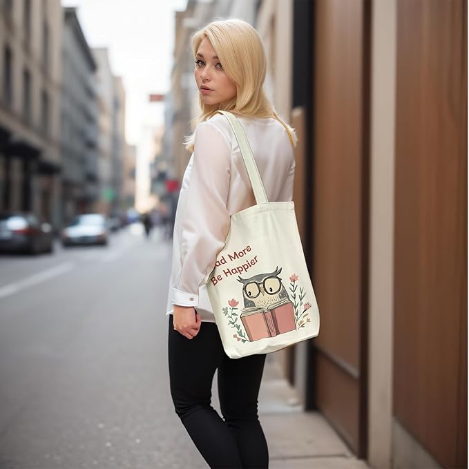 Tote Bag for Women, Reusable Zippered Canvas Bag with Handles Pocket Thick Canvas, for Grocery Shopping Beach Gift