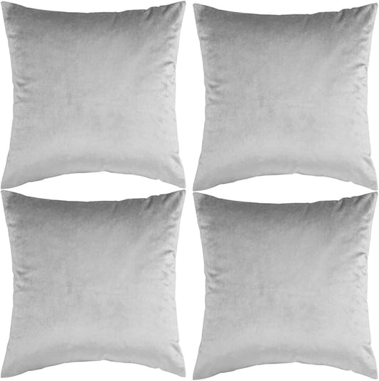 GIGIZAZA Décor Throw Couch Pillow Covers,Sofa Cushion Grey Pillow Covers,20 x 20 Pillow Velvet Cushion Covers (20x20inch(50x50cm)-4pcs, Silver Grey)