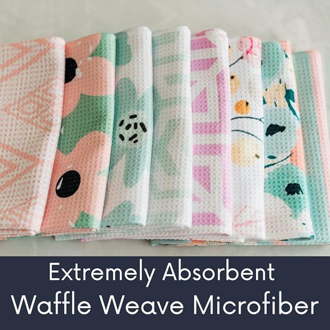 || 3 Pack|| Not Your Ordinary Kitchen Towel || Dish Towels || Waffle Weave Microfiber || Tea Towels || Highly Absorbent || Hanging Loop || Dish Cloths (Aqua)