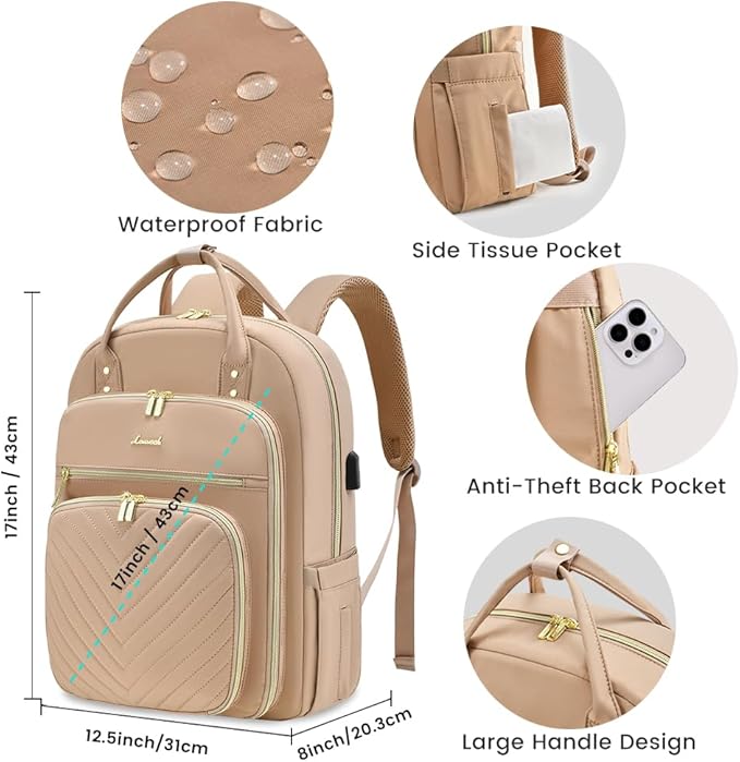 LOVEVOOK Laptop Backpack for Women, Water Resistant Travel Work Backpacks Purse Business Teacher Nurse Computer Bag