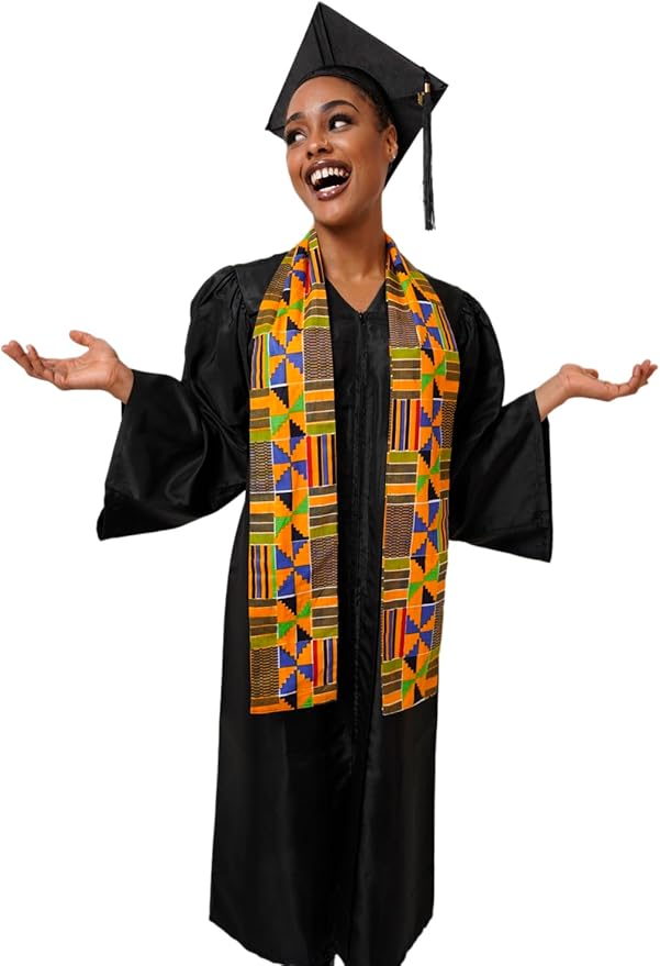 Dupsie's 1pc Kente African Print Graduation Stole, Made in Africa Black History, Festivals, Cultural, HBCU, Graduate, Schools