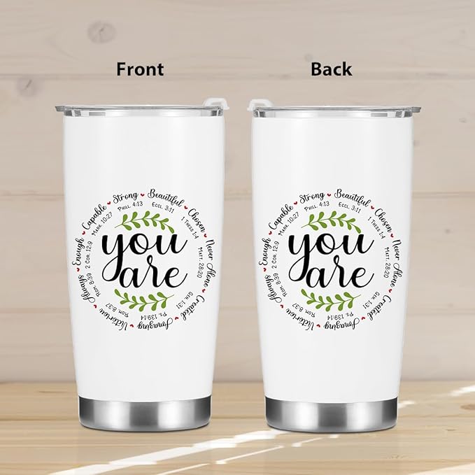 Christian Gifts for Women Sister Tumbler, Inspirational Bible Verse Scripture Gifts Birthday Christmas, Faith Religious Coffee Mug Stainless Steel Vacuum Insulated Double Wall Travel Cup with Lid，20oz