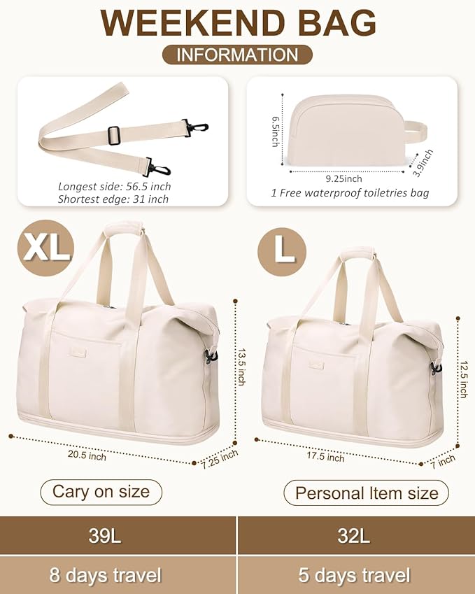 Expandable Travel Duffle Bags Weekender Overnight Bags for Women Men Hospital Bag for Women Labor Delivery with Toiletry Bag Waterproof