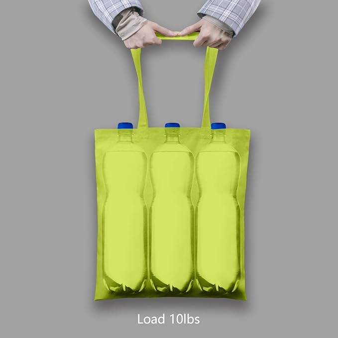 TOPDesign 24-Pack Economical 16"x15" Apple Green Cotton Tote Bag, Lightweight Medium Reusable Grocery Shopping Cloth Bags, Suitable for DIY, Advertising, Promotion, Gift, Activity