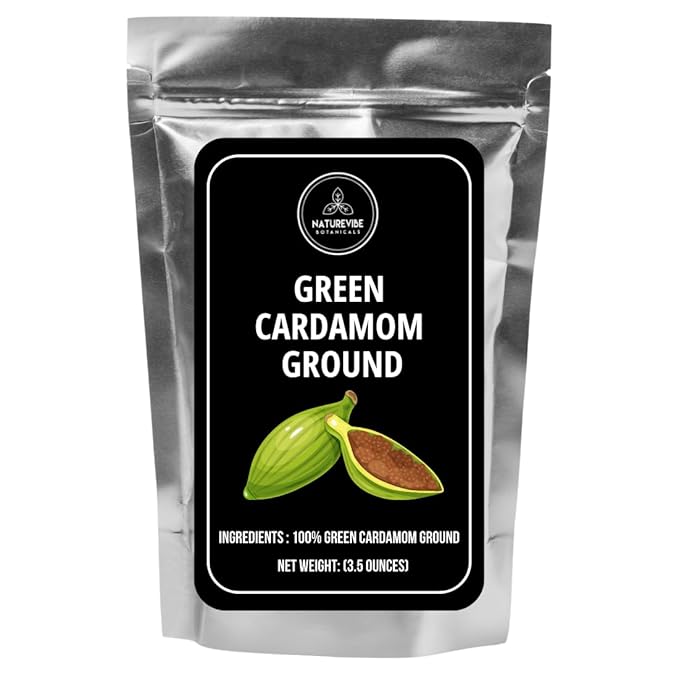 Naturevibe Botanicals Green Cardamom Ground (Elaichi Powder), 3.5 ounces | Non-GMO and Gluten Free | Helps Digestion | Indian Spice