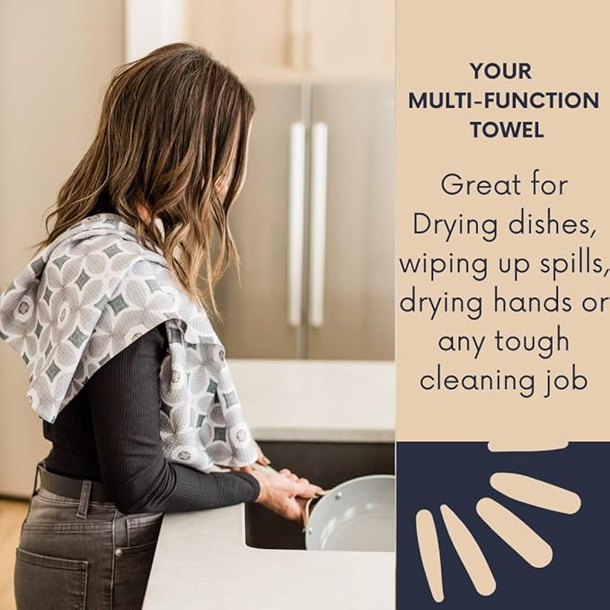 || 3 Pack Double Sided || Kitchen Towels || Dish Towels || Highly Absorbent || Hanging Loop || Dish Cloths || Modern || Designer Prints (Multi Floral)