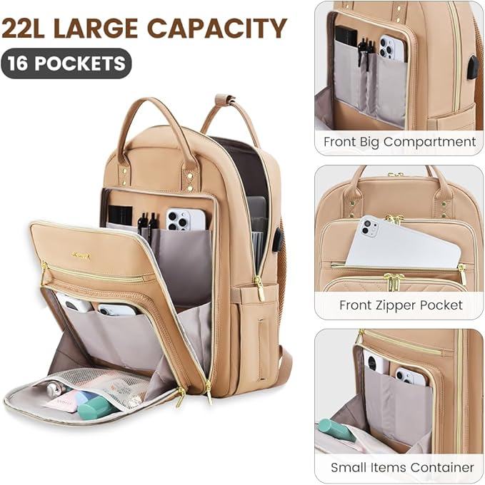 LOVEVOOK Laptop Backpack for Women, Water Resistant Travel Work Backpacks Purse Business Teacher Nurse Computer Bag